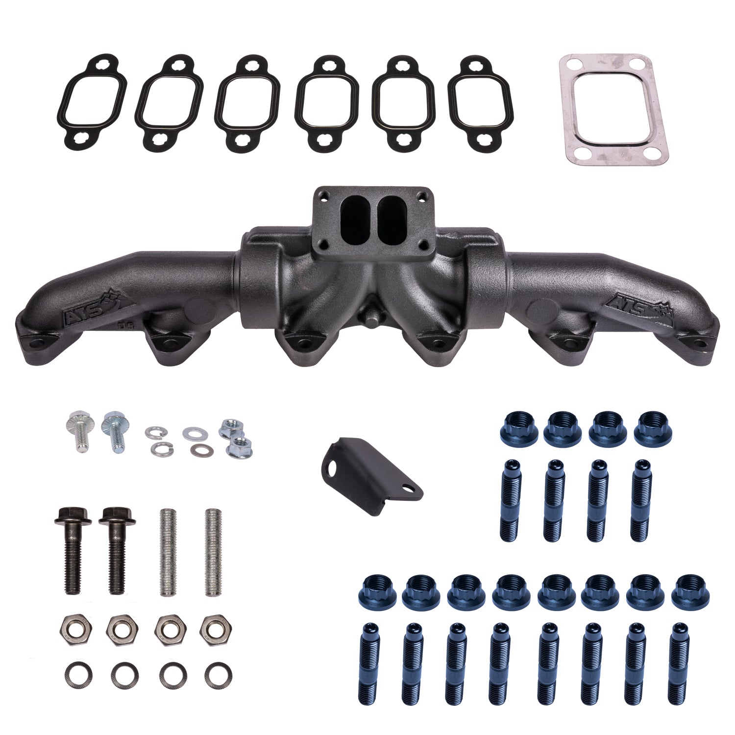 ATS Pulse Flow Exhaust Manifold Kit Fits 1994-2002 5.9L 12V 24V Cummins 3-Pc T4 With Optional Gaskets Premium Hardware 204-910-2164
