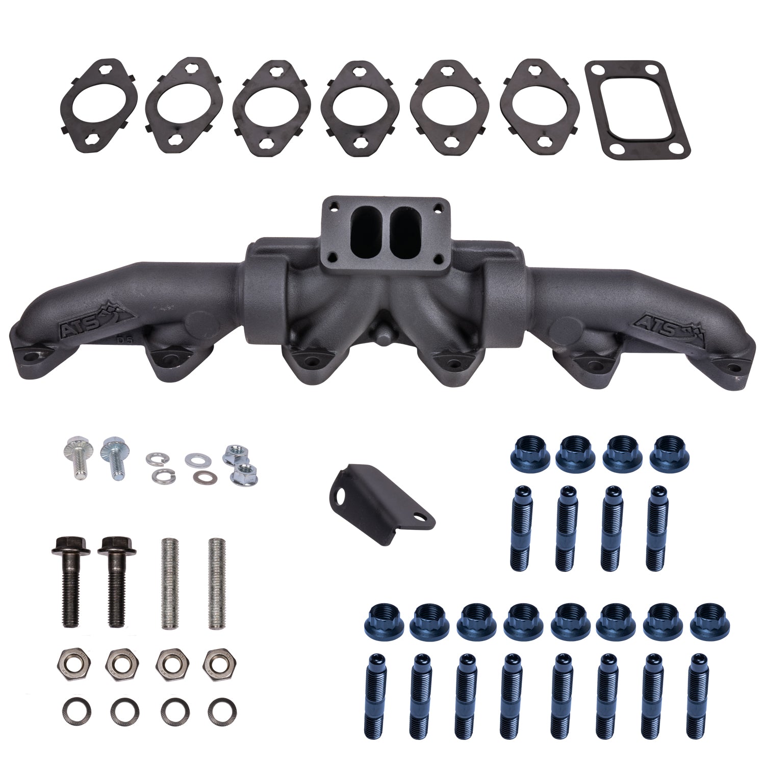 ATS Pulse Flow Exhaust Manifold Kit Fits 1994-2002 5.9L 12V 24V Cummins 3-Pc T4 With Optional Gaskets Premium Hardware 204-930-2164